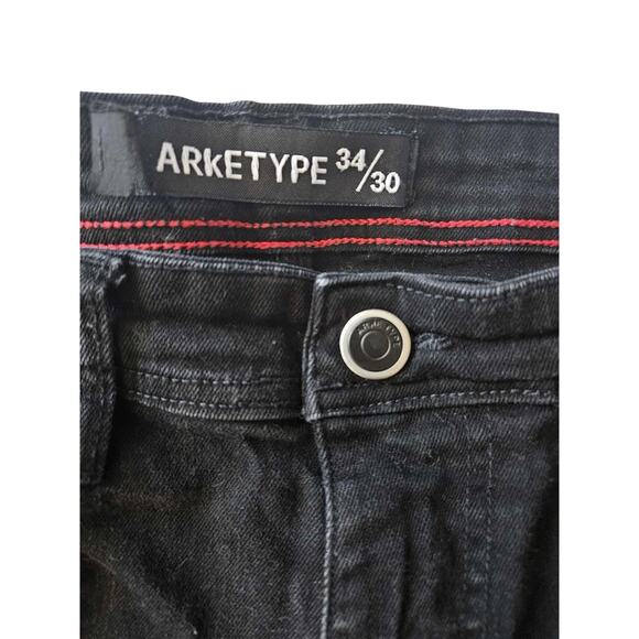 Arketype Jeans Mens 34 X 30 Black Slim Fit Distressed Denim Distressed - Picture 3 of 6